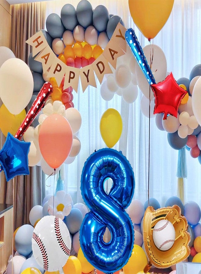 Tagberoy Baseball Balloons Baseball Party Decorations, Navy Blue Foil Number Balloons 40 inch Number 8 Balloon, Baseball Themed Party Supplies 8th Baseball Birthday Decorations for Boys - Image 5